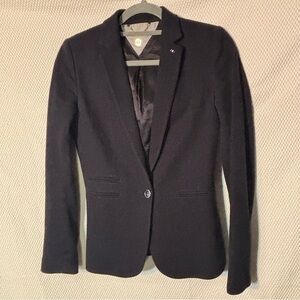 MASSIMO DUTTI Sz 4 Taylored Textured Fabric Lined Should Pads Blaze in Navy